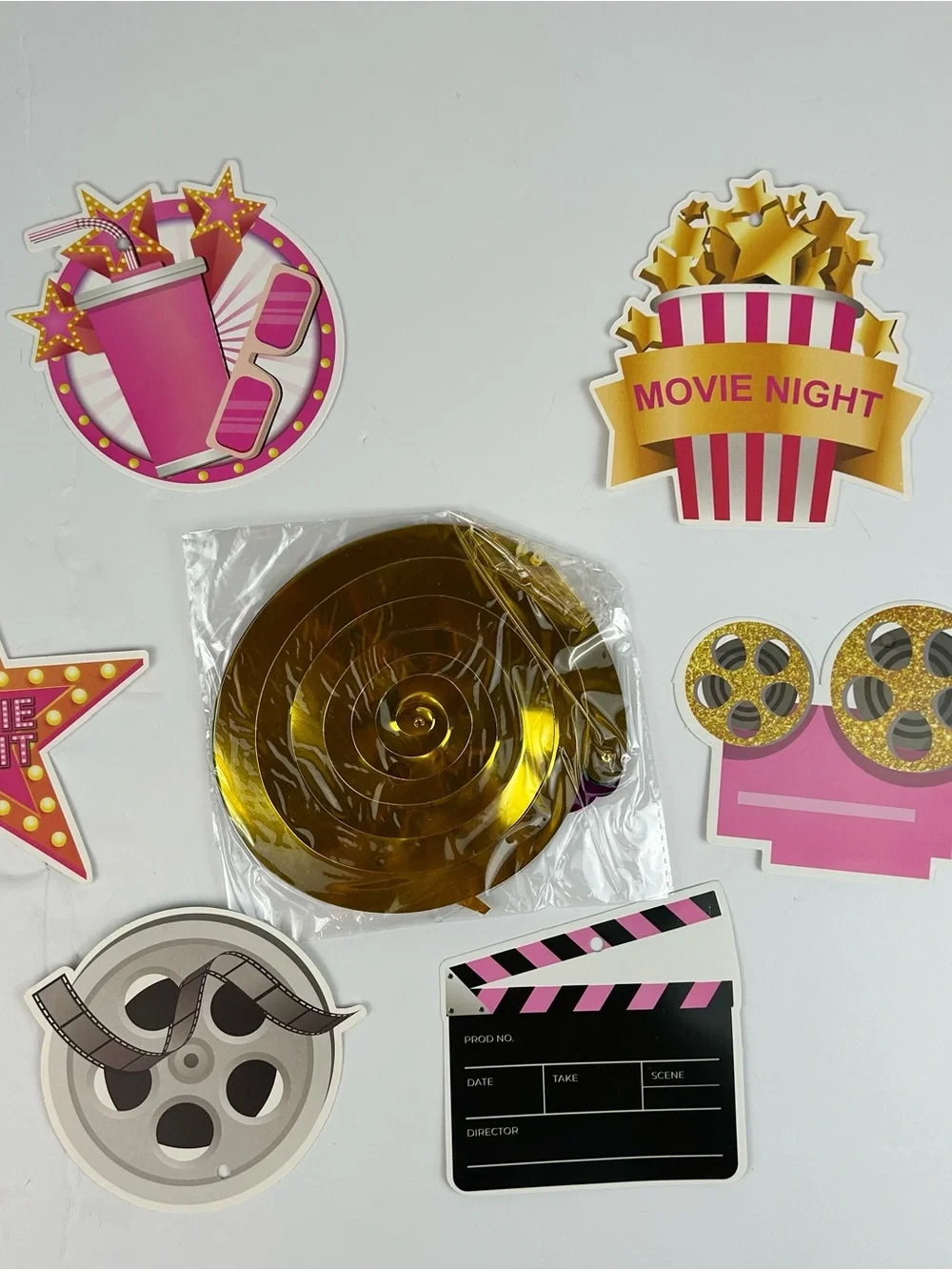 Movie Night Birthday Party Supplies Pink 78 Pc Tableware Decor Set cinema senior
